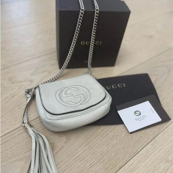 GUCCI ivory leather SMALL SOHO FLAP Shoulder Bag - Picture 3 of 9